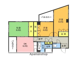 緑隣館東棟【201号室】の間取り