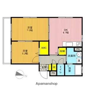 グランドコスモ【202号室】の間取り