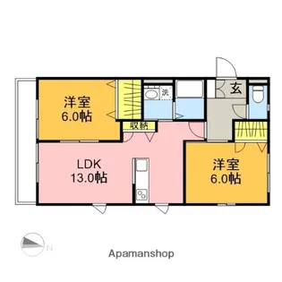 フローラ上尾【101号室】の間取り
