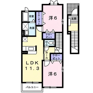 アンソレイエⅢ【2階】の間取り