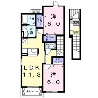 フォンテ−ヌI【2階】の間取り