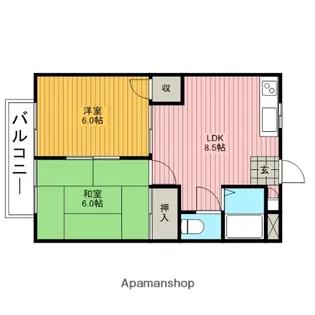 パレスヤナガワ【3階】の間取り