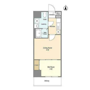 1DKの間取り画像