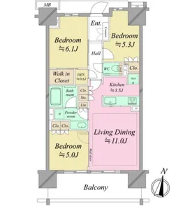 BRILLIA浦和仲町【11階】の間取り