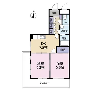 ジュネス中浦和【301号室号室】の間取り