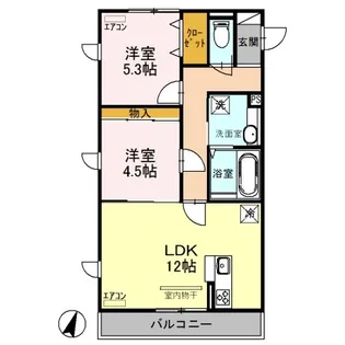 2LDKの間取り画像
