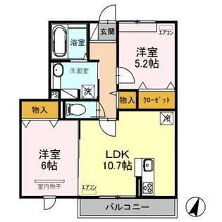 2LDKの間取り画像