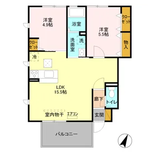 ヴィラSAKURA A【1階】の間取り