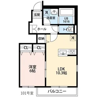 コントレイルⅠ【101号室】の間取り