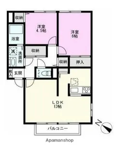 シャンティパレスA−Ⅱ【1階】の間取り