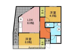 ヴィラ鹿島台【4階】の間取り