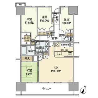 パークシティさいたま北ガーデンレジデンス【14階】の間取り