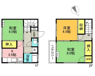 埼玉県上尾市谷津1丁目【テラスハウス】の間取り