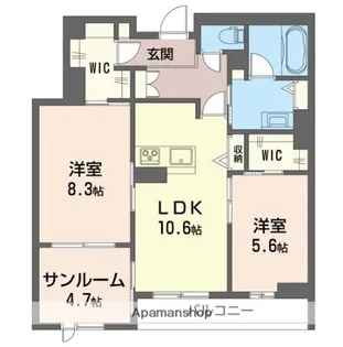 グランメゾン【302号室】の間取り