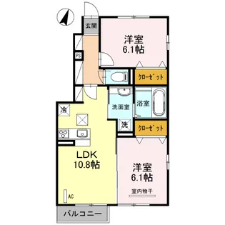 K ユートピア B【1階】の間取り