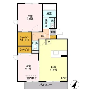 ハーヴェスト66 A【3階】の間取り