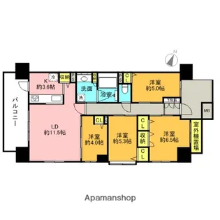 埼玉県さいたま市北区大成町4丁目【マンション】の間取り