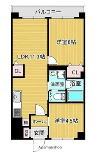 南浦和クイーンコーポB棟【C棟504号室】の間取り