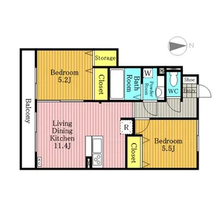 グリーンコーポシティ前川 A【1階】の間取り