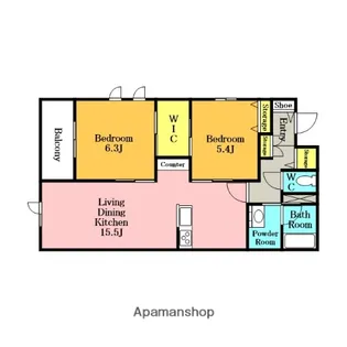 ヴィアソーレ【3階】の間取り