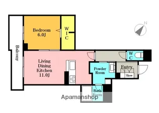 インディゴ チャハ虹【205号室】の間取り