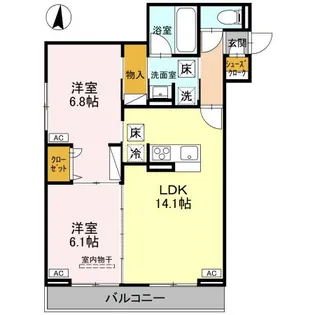ノーブルパレス芝中田【1階】の間取り