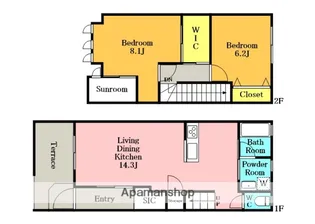 2LDKの間取り画像