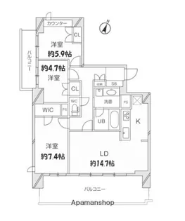 ドゥーエ大宮【12階】の間取り