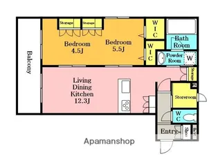 ブロッサムテラス 堀の内【2階】の間取り