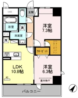 シェルト新都心【3階】の間取り