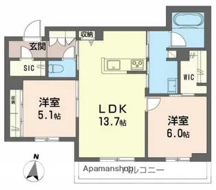 リッツ・リン【1階】の間取り