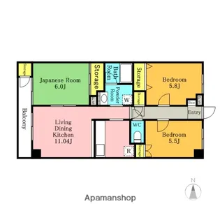 シャンボール【208号室】の間取り