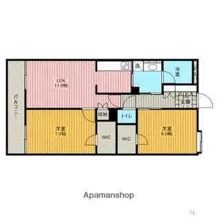 アルッサンスⅡ【406号室】の間取り