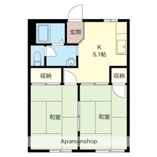 タケイハイツ中釘【102号室】の間取り