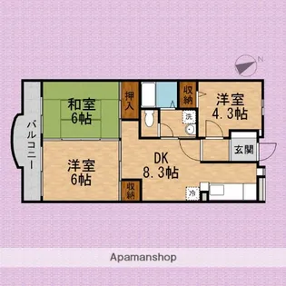 サンシャイン小沢B【1階】の間取り
