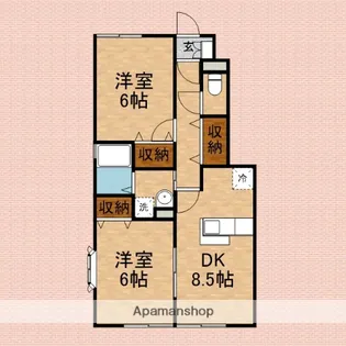 コンフォート上福岡B【1階】の間取り