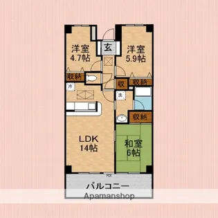 ルネス・アレイゼ【4階】の間取り