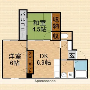 おおいビラはいめん【201号室】の間取り