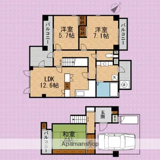 あさかヴィレッジ スクエア棟【2階】の間取り