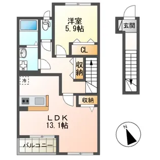 ROSE TERRACE (ローズテラス)【2階】の間取り