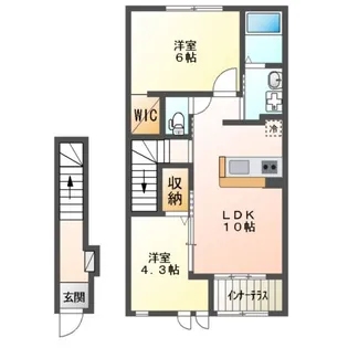 クー・プレゾン【2階】の間取り
