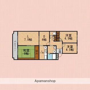 川越グリーンパークE−壱号棟【5F号室】の間取り