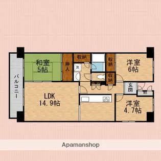 川越パークファミリア【14階】の間取り