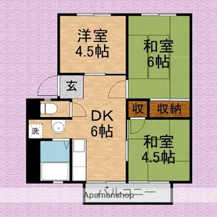 シャンブル・ソレイユ【1階】の間取り