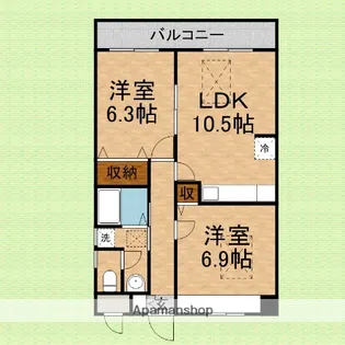 ヴァン・リュイール【1階】の間取り