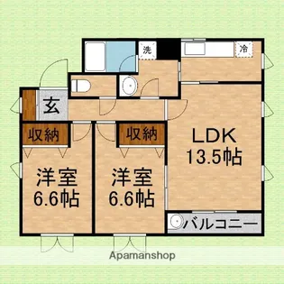 キャドックコンフォート【106号室】の間取り