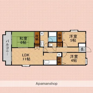 グリーンヒル稲荷山【406号室】の間取り