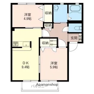 ヴィルヌーブA【2階】の間取り
