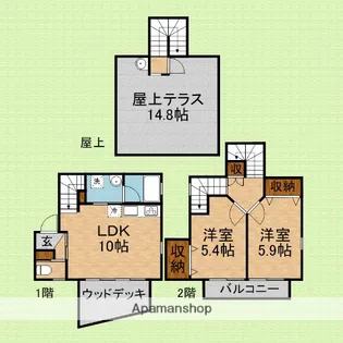 埼玉県富士見市大字水子【テラスハウス】の間取り