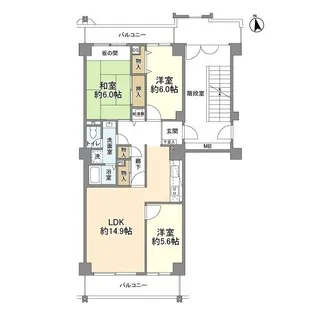 志木ニュータウン中央の森参番街六号棟【3階】の間取り